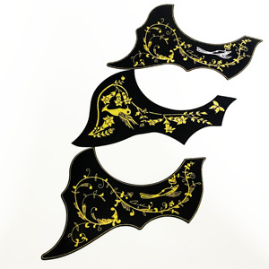 Battipenna per Chitarra Acustica Folk con Motivo Laser Colibrì Floreale Nero e Oro, Protezione Antigraffio per Chitarre da 40-41 Pollici - Product Image 3