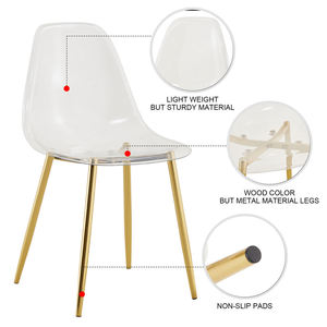 Modern Dining <b>Chairs</b> with Transparent Acrylic and Shiny Gold Legs Lightweight & Durable Home Furniture for Banquet Events - Product Image 4