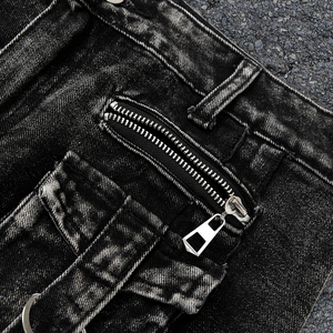 Quần jeans boyfriend chất liệu denim 100% cotton, màu trung tính, kiểu dáng mùa thu, cạp thấp, dáng loe cổ điển, unisex, màu bền, có túi khóa kéo - Product Image 5