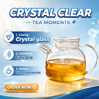 Théière en verre borosilicate avec infuseur amovible, théière en verre transparent pour thé en vrac et thé aux fleurs, vente en gros d'usine, OEM accepté