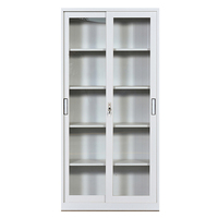 Armoire de classement en acier à 2 portes coulissantes, armoire de rangement en métal avec étagères réglables pour le bureau