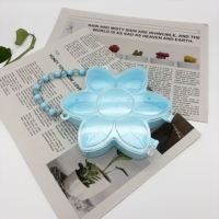 Boîte à bijoux en plastique écologique en forme de fleur colorée à six pétales pour perles, boucles d'oreilles, petites pièces, emballage cadeau