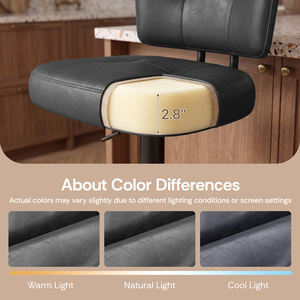 <b>Adjustable</b> <b>Height</b> Swivel Bar <b>Stool</b> with Tufted Backrest PU Leather Bar Chair with Footrest for Kitchen Island Counter Home Bar - Product Image 5