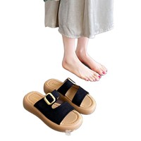 Chaussures plates d'été 2025 pour femmes en daim souple à bout rond, style vintage, avec semelle extérieure en mousse de caoutchouc, doublure en microfibre et boucle de ceinture