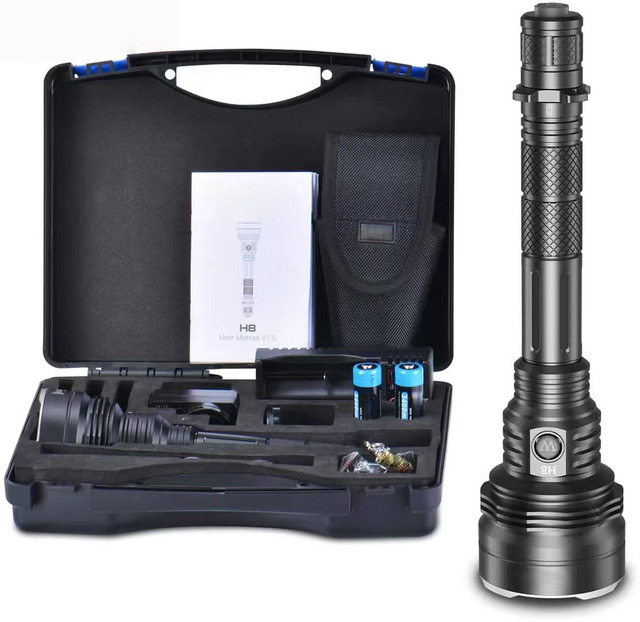1km Long Distance Torch Light 1800 Lumens Aluminum Alloy Body IP68 Rating for Tactical Searching Hunting Camping Flashlight