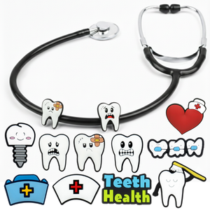 Charme de stéthoscope <span class=keywords><strong>dentaire</strong></span> en forme de dent, accessoires médicaux pour dentistes, cadeaux pour hygiénistes dentaires, décorations uniques de stéthoscope en vrac - Product Image 1