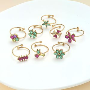 <span class=keywords><strong>Anello</strong></span> in Acciaio Inossidabile Stile Coreano con Zirconi a Goccia, Cuore, Ovale e Fiore per Donna, Gioielli di Lusso alla Moda - Product Image 1