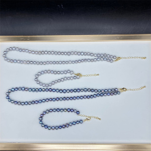 Ensemble collier et boucles d'oreilles unisexe tendance en argent sterling 925 avec perles de culture d'eau douce naturelles de 6-7 mm et 7-8 mm, idéal pour mariage - Product Image 6
