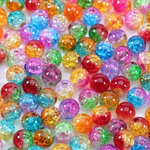 2023 Hot selling 8mm 10mm 12mm acrylic crackled crystal beads diy handmade beading accessories