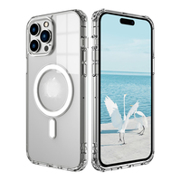 Funda Transparente Magnética con Carga Inalámbrica, TPU+Acrílico, Antigolpes, con Ranura para Tarjetas, para 13 Pro Max 17 18