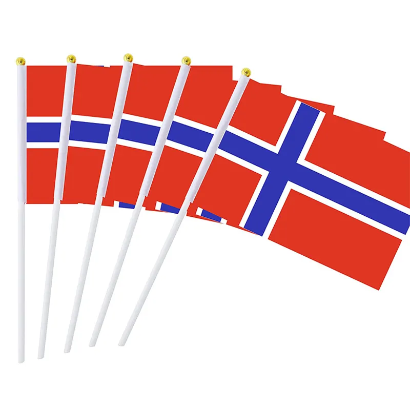 Günstige Mini schnelle Lieferung benutzer definierte Nation Hand flaggen Polyester Norwegen Hand Flagge