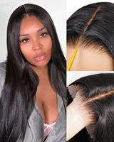Perruques Lace Front Lisses Pré-Pluckées en Cheveux Humains Mélangés, Sans Colle, Densité 180, Idéales pour Débutantes