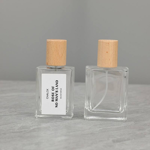 LingKa Vietnam WeWood - Botellas de Perfume de Vidrio Transparente de 30 ml y 50 ml con Tapa Redonda de Madera con Diseño de Grano de Madera Serigrafiado - Product Image 6