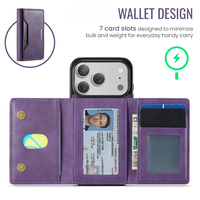 Étui magnétique pour iPhone 17/Pro/Pro Max/Air, support portefeuille détachable 2-en-1 avec RFID et chargement sans fil