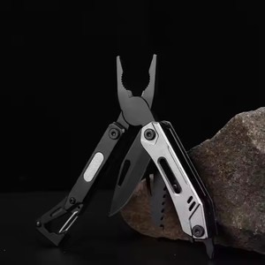8in1 Stainless Steel <strong>Multitool</strong> with Serrated Jaw <strong>Black</strong> Folding Pocket Pliers Carabiner OEM Customizable Multipurpose Multi Tool - Product Image 3