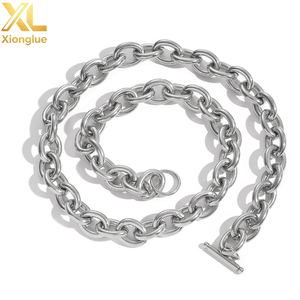 Collar de Cadena de Eslabones Ovalados de Acero Inoxidable de 12 mm, Collar de Cadena Gruesa Chapado en Oro de 18 Quilates para Hombre - Product Image 2
