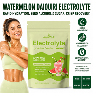 Poudre d'hydratation électrolytique AegleWell saveur pastèque Daiquiri, absorption rapide avec potassium, calcium, vitamines C, B6, B12 pour la récupération après l'entraînement - Product Image 1
