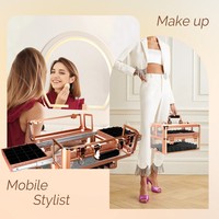 Trousse de Maquillage Professionnelle à 2 Plateaux avec Miroir, Valise de Rangement en Aluminium pour Vernis à Ongles, Boîte à Bijoux Verrouillable
