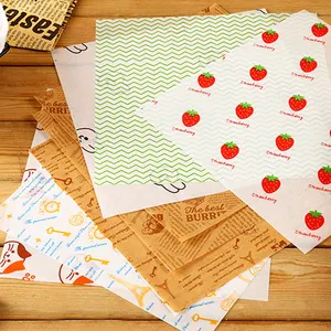 Custom Logo Sandwich Paper Printed Eco Food Grade Wrap Burger Hamburger Bread Wrapping Paper Greaseproof Oiled Wax Baking Paper