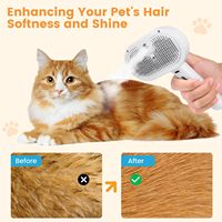 Brosse à vapeur 3 en 1, peigne d'épilation en spray pour animaux de compagnie pour le toilettage des pertes, chiens d'eau petits animaux longs cheveux courts avec