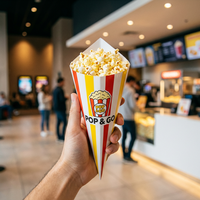 Emballage personnalisé en papier kraft pour crêpes, cornets jetables, boîte à popcorn, churros, support en papier pour gaufres bulles