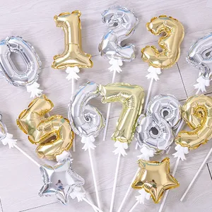 Geburtstags feier Cake Topper Kleine Mini-Nummer Folie Geburtstags ballon mit Stick