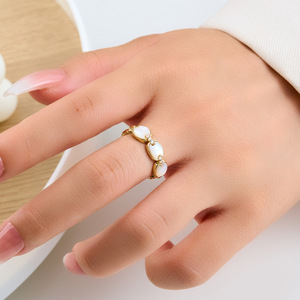Minimalist Luxury Natural Seashell <b>Open</b> <b>Ring</b> For Women Adjustable Gold Plated Index Finger <b>Ring</b> Geometric Shape Everyday Wear - Product Image 2