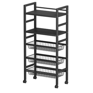 Chariot de rangement roulant personnalisable pour <span class=keywords><strong>micro</strong></span>-ondes avec étagères grillagées amovibles, roues verrouillables, chariot de rangement pour cuisine, salon, balcon - Product Image 1
