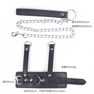 Kits de juguetes sexuales de cuero para hombres sexuales <span class=keywords><strong>salvajes</strong></span>, juego de rol BDSM, esclavo sexual, Bondage, pene, manga de masturbación de cuero, cadena de tracción para pene - Product Image 1
