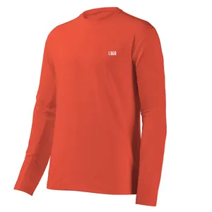 Orange Quick Dry Mens t-shirt uv protection upf fishing shirts custom t shirt men long sleeve