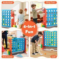 Jeu géant 4 en ligne pour enfants et adultes, jeu géant 4 en ligne pour enfants avec panier de basket, jeu de golf et jeux de lancer d'anneaux