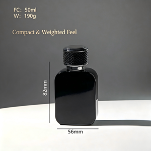 Luxury 50ml Matte Black <b>Square</b> Perfume Bottle Custom Logo Refillable Niche Fragrance Glass Pump Sprayer for Indie Brands - Product Image 5