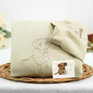 Sudadera con capucha con retrato de mascota bordada personalizada, regalo personalizado del Dí<span class=keywords><strong>a</strong></span> del <span class=keywords><strong>Padre</strong></span> para amantes de las mascotas, invierno, Otoño, tejido desgastado en 3D - Product Image 3