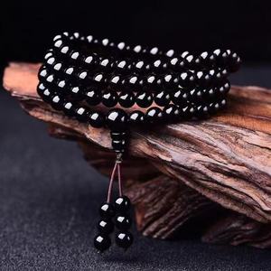 Vàng đen tự nhiên Obsidian đánh bóng sự giàu có thu hút pha lê hạt lỏng vài người đàn ông phụ nữ vòng lặp đơn Vòng đeo tay Quà Tặng - Product Image 6