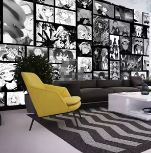 อะนิเมะตัวละครการ์ตูนญี่ปุ่นสีดำและสีขาวลอกและวางภาพจิตรกรรมฝาผนังวอลล์เปเปอร์ที่ถอดออกได้ - Product Image 5