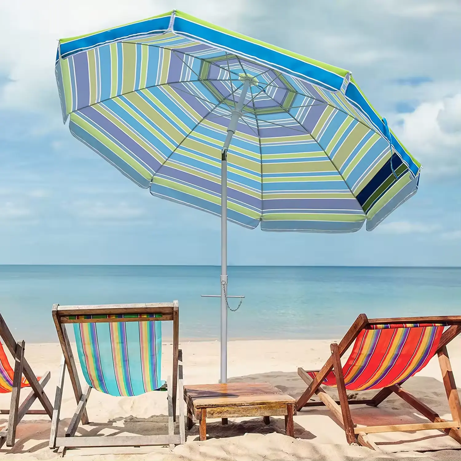 Op Maat Gemaakte Merkafdrukken 6,5ft 7ft Buiten Winddichte Zonnekap Uv 50 + Zware Strandparasol 2M Strandparasol Met Zandanker