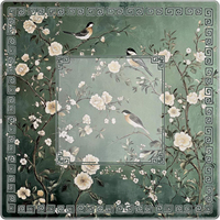 Tapis de jeu de mahjong vert chinoiserie personnalisé, antidérapant, insonorisant, motif oiseaux et fleurs, accessoires pour poker et dominos