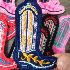 Patchs brodés personnalisés thermocollants en gros pour vêtements et chapeaux, motif bottes de cowboy/cowgirl - Product Image 5