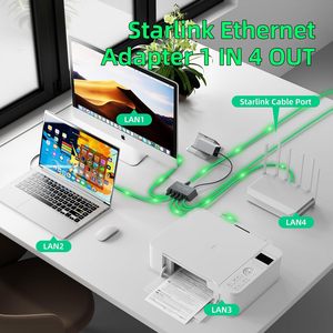 1Gbps 1 in 4 Out Starlink Mini Gen3 <b>Cable</b> Ethernet Adapter 4 Port with Cat 5e Gen3 <b>Rj45</b> Starlink <b>Cable</b> - Product Image 4