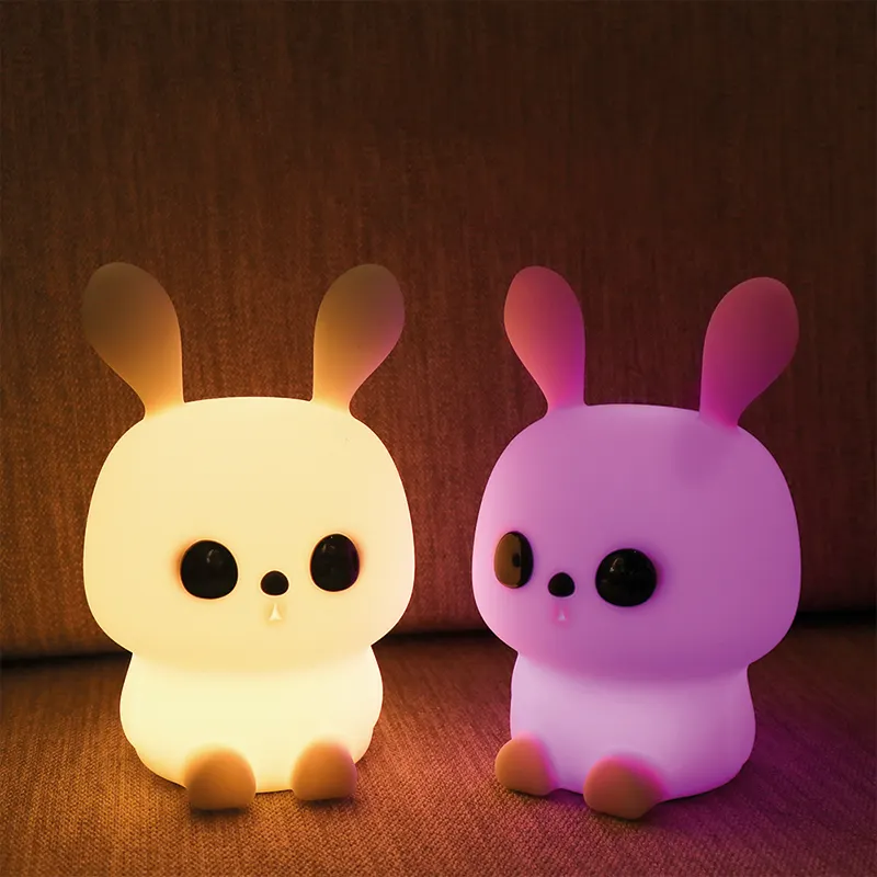 Hayvan tavşan lamba bebek gece lambası gece lambası çocuklar için dokunmatik sensör silikon sevimli ördek gece lambası