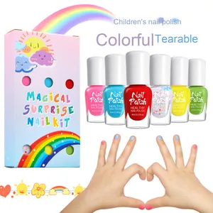 12 Color Kids Gel Nail Polish <b>Set</b> Water Based Peelable Non Toxic Quick Dry Rainbow Cartoon LED Cure for Toddlers Age 3 Plus - Product Image 1