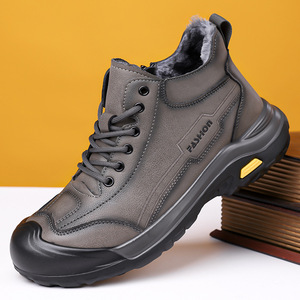 Botas de Nieve para Hombre, Invierno, Altura al Tobillo, Punta Redonda, Parte Superior Sintética, Forro de Felpa, Suela de Goma Antideslizante, Cálidas, para Uso en Exteriores - Product Image 1