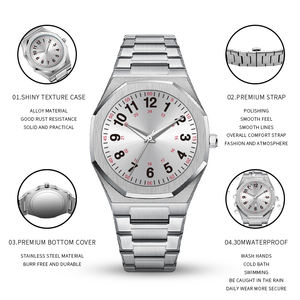 Montre de sport de luxe ultra-fine carrée pour homme, cadran argenté et doré avec chiffres arabes, étanche, pour médecins, infirmiers, professionnels, à quartz - Product Image 3
