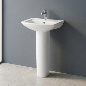 High Quality White Square Ceramic Wash Basin With Full Pedestal For Bathroom Hospital Sanitary Ware - Product Image 6