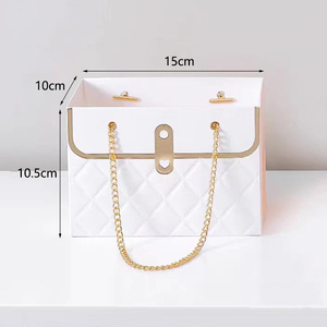Custom Paper <b>Gift</b> Box with Metal Chain Bouquet Storage Bucket Florist Handbag <b>Gift</b> Craft <b>Wrap</b> Bag for <b>Wedding</b> Party Birthday - Product Image 2