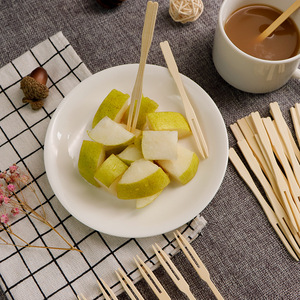 Fourchettes de dégustation de fruits en bambou naturel salubre pour les aliments ECO BAMBOO pour les zones fraîches d'épicerie et les comptoirs d'échantillonnage au détail - Product Image 5