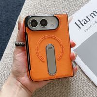 360 °   Étui de téléphone tendance anti-chute en cuir premium avec béquille rotative cachée et chargement magnétique sans fil pour iPhone Duo