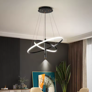 Illuminazione dello zelo Design moderno semplice <span class=keywords><strong>lampadari</strong></span> a cerchio pendente anello chiaro nero <span class=keywords><strong>con</strong></span> faretto - Product Image 6