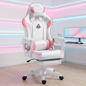 <span class=keywords><strong>Silla</strong></span> <span class=keywords><strong>Gamer</strong></span> Ergonómica Profesional <span class=keywords><strong>Rosa</strong></span>, <span class=keywords><strong>Silla</strong></span> de Juego Reclinable de Cuero con Respaldo Alto, <span class=keywords><strong>Silla</strong></span> de Carreras - Product Image 2
