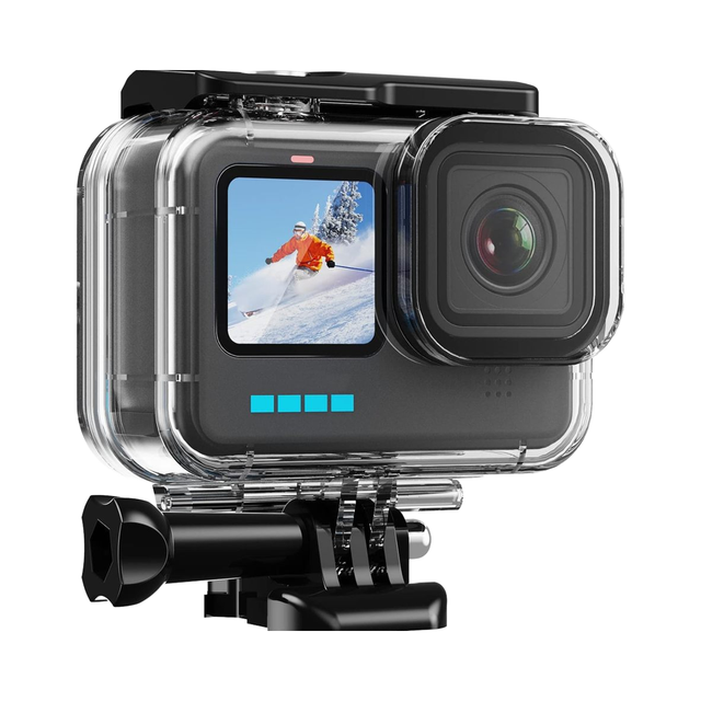196ft/60m Waterproof Anti-Static UV Coated Acrylic Housing Case for GoPro Hero 13/12/11/10/9 Customizable Black Underwater Dive